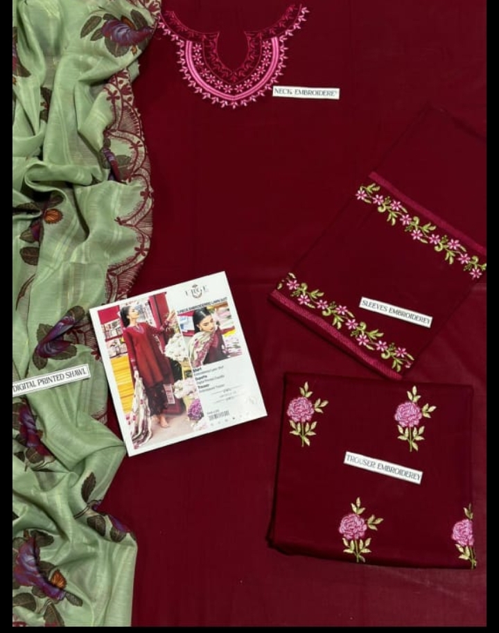 3 Piece Embroirdered Lawn Suit - Urge - Noor Wardrobe image 2