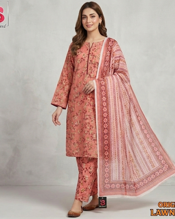 Bin Saeed - 3 Piece Printed - Noor Wardrobe image 1