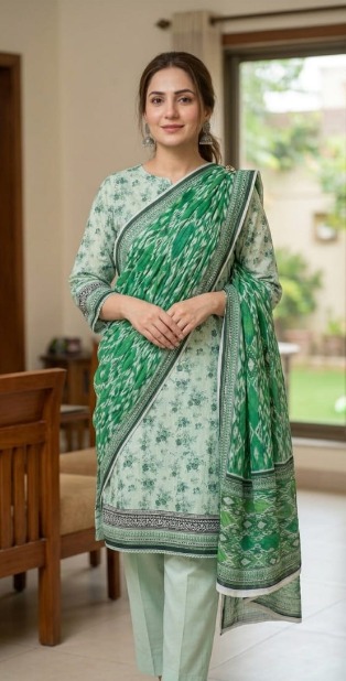 3 Piece Printed Lawn Suit - 3 Piece Printed - Noor Wardrobe image 1