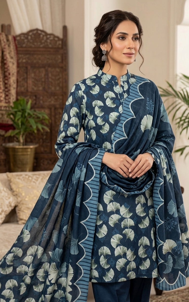 3 Piece Printed Lawn Suit - 3 Piece Printed - Noor Wardrobe image 1