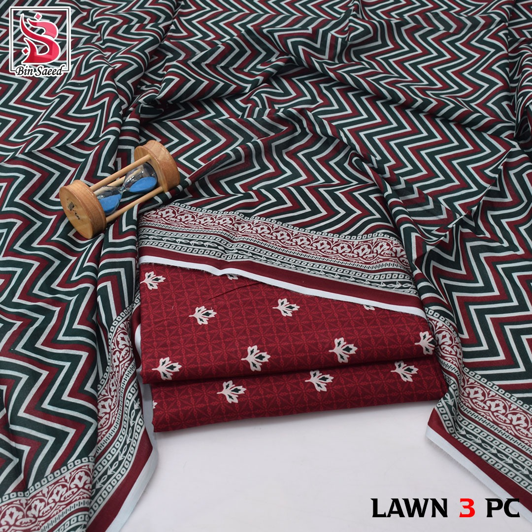 3 Piece Printed Lawn Suit , Bin Saeed, Pakistani Dress, Lawn, Fabric, Women image 2