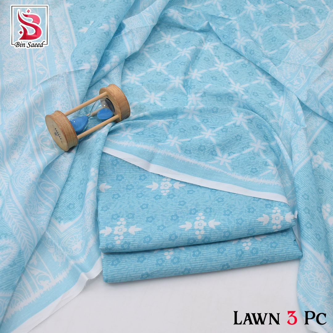 3 Piece Printed Lawn Suit - BIn Saeed - Noor Wardrobe image 2