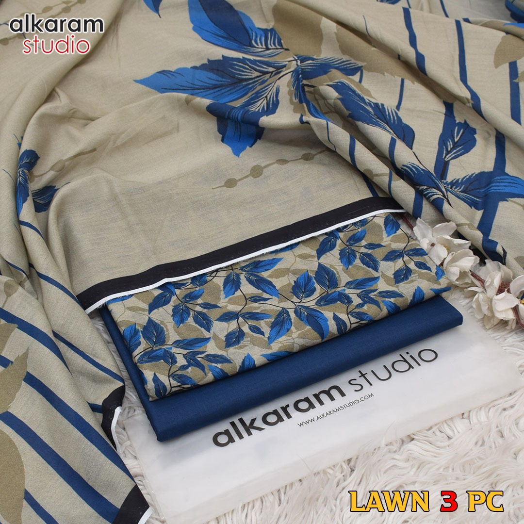 3 Piece Printed Lawn Suit - AlKaram - Noor Wardrobe image 2