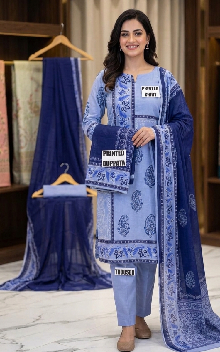 3 Piece Printed Lawn Suit - Shanaya - Noor Wardrobe image 1