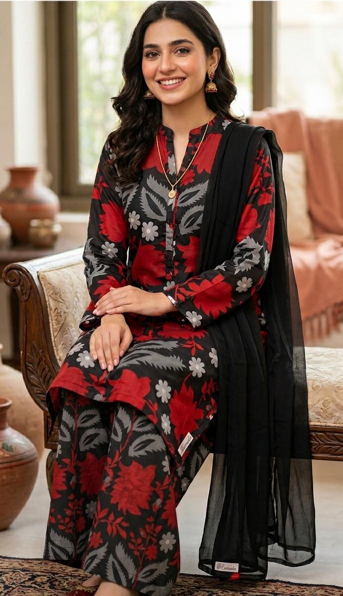 Alkaram 3 Piece Printed Lawn Suit , Women , Pakistan , Islamabad , fashion, New, Sappire image 1