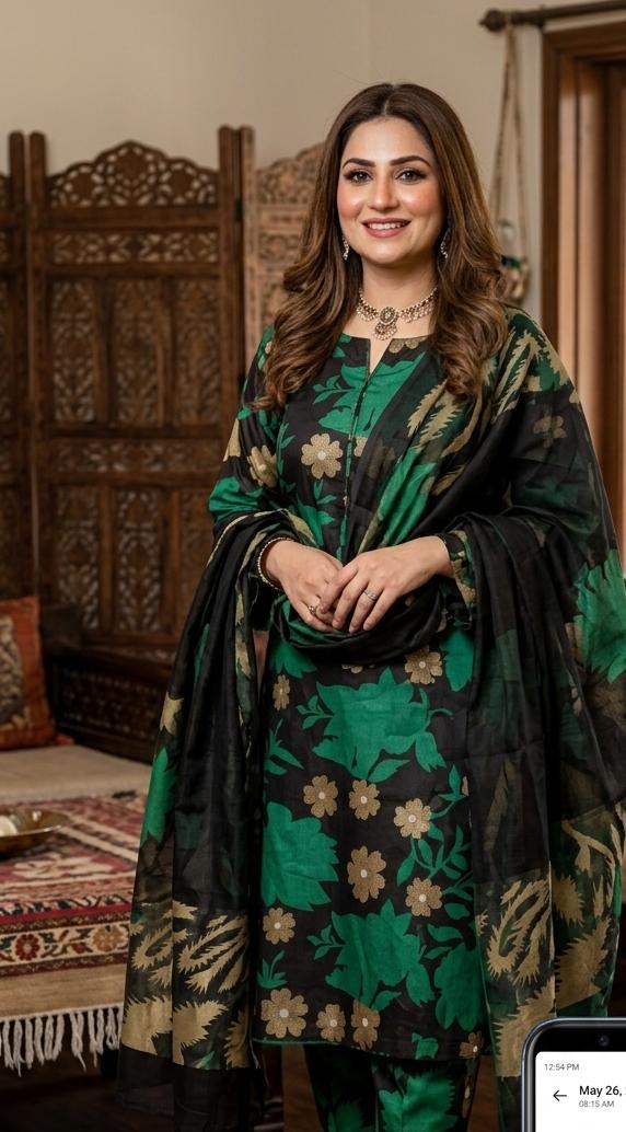 Alkaram 3 Piece Printed Lawn Suit , Women , Pakistan , Islamabad , fashion, New, Sappire image 1