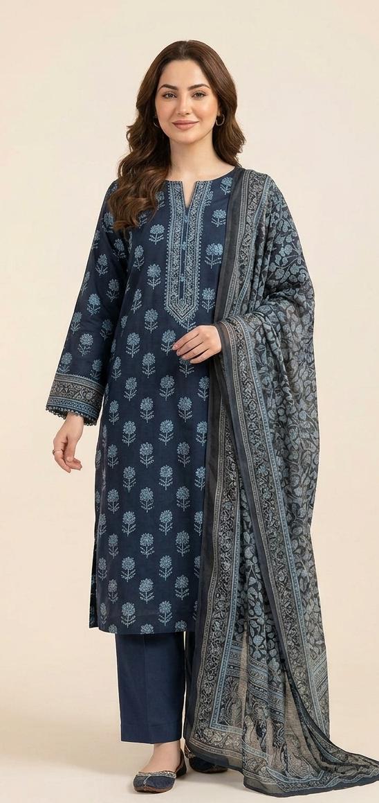 Alkaram 3 Piece Printed Lawn Suit , Women , Pakistan , Islamabad , fashion, New, Sappire image 1